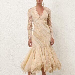 𝒁𝑰𝑴𝑴𝑬𝑹𝑴𝑨𝑵𝑵 EDEN V-neck long-sleeved evening gown